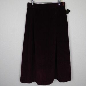 Vintage Sakowitz Woman's Corduroy Midi Skirt SZ 12 Burgundy